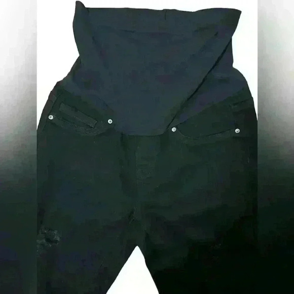 Sandpiper Maternity Ankle Skinny Jeans Womens Size Medium Black Distressed - Picture 3 of 7